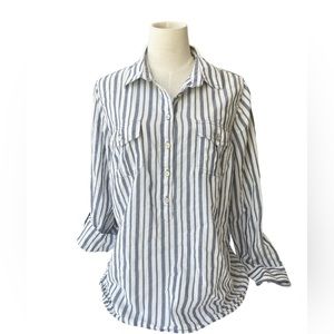 Casual Striped Roll Up Sleeve Shirt for Women’s